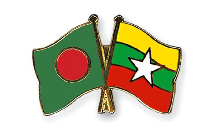 Flags of Bangladesh and Myanmar