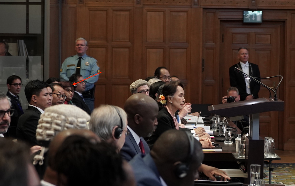 Leena Ghosh sitting at the ICJ as part of Myanmar's defence team